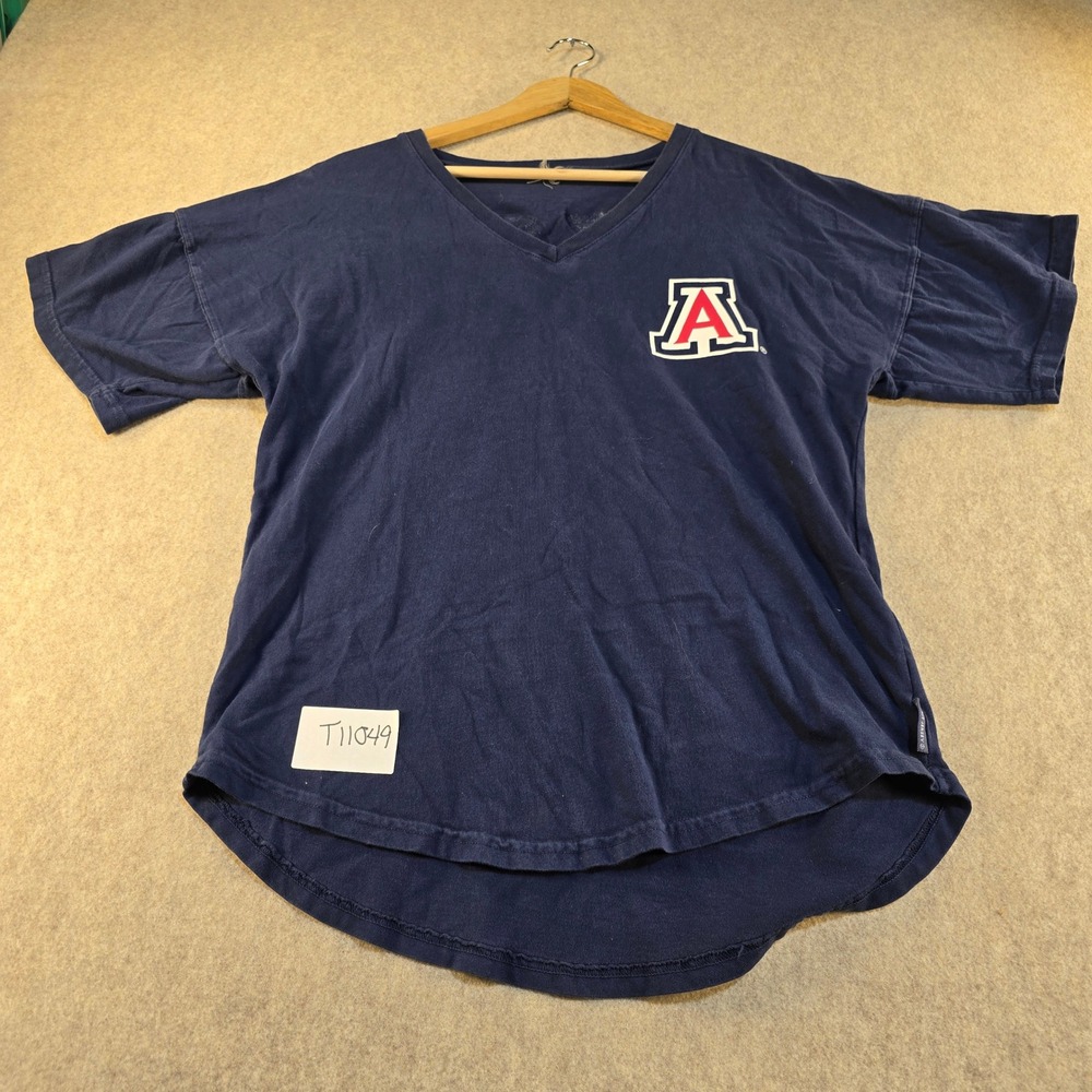 Spirit Jersey Arizona Wildcats Womens Navy Blue V-Neck T-Shirt Oversized Small